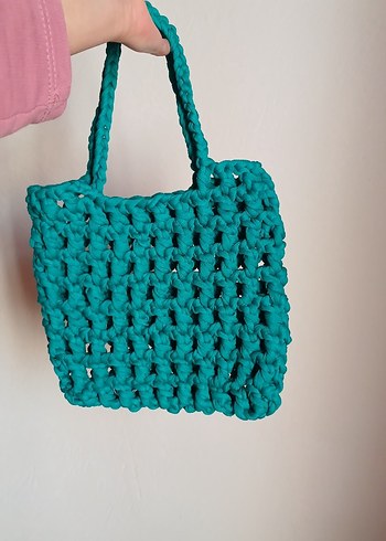 Turkuaz Örgü Kadın Çanta - Görsel 3