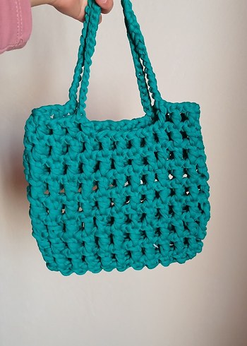 Turkuaz Örgü Kadın Çanta - Görsel 4