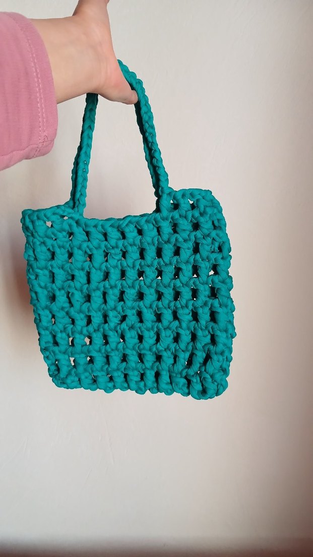 Turkuaz Örgü Kadın Çanta - Görsel 3
