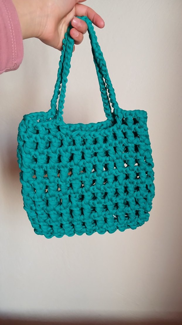 Turkuaz Örgü Kadın Çanta - Görsel 4