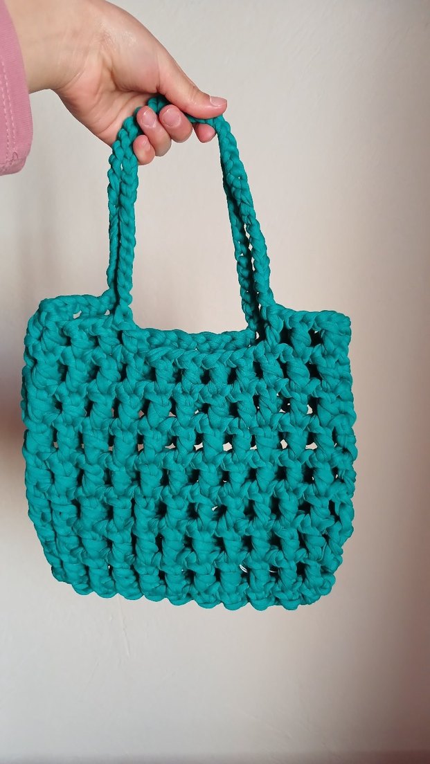 Turkuaz Örgü Kadın Çanta - Görsel 2