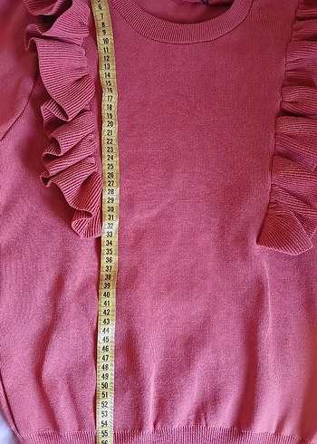 Kadın koyu turuncu Fırfırlı Triko Kazak - Görsel 5