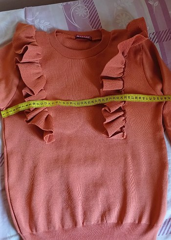 Kadın koyu turuncu Fırfırlı Triko Kazak - Görsel 6