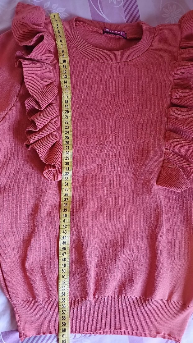 Kadın koyu turuncu Fırfırlı Triko Kazak - Görsel 5