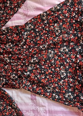 Çiçek Desenli Uzun Kollu Midi Bohem tunik  elbise - Görsel 3