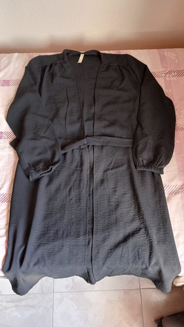 Siyah Kadın Uzun Kollu Salaş kimono - Görsel 2