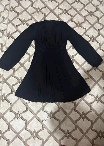 Uzun Kollu Siyah V Yaka Gotik Midi Elbise - Görsel 6