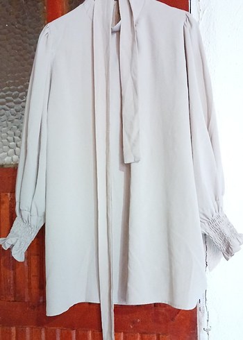 Bej Keten Bluz, Uzun Kollu, Bohem - Görsel 4