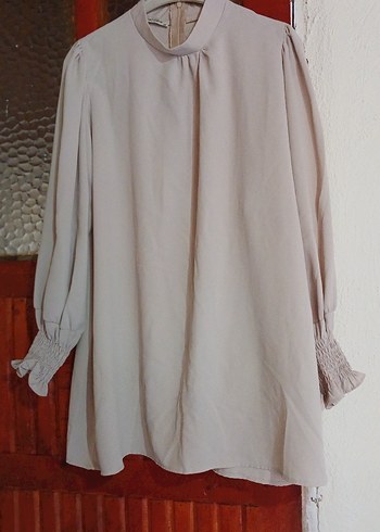 Bej Keten Bluz, Uzun Kollu, Bohem - Görsel 3