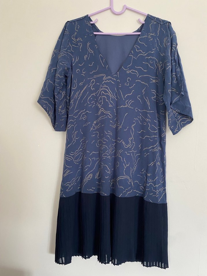 Piliseli Midi Yarasa kol Elbise - Görsel 2