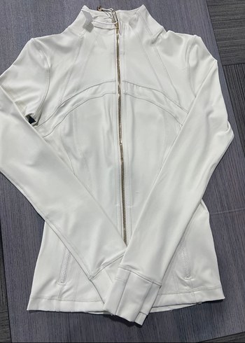 Lululemon Kadın Beyaz Fermuarlı Spor Ceket
