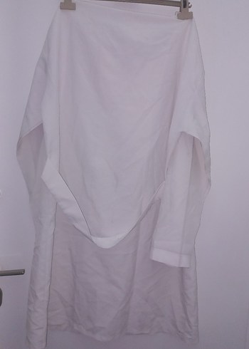 Beyaz Midi Düğmeli Beyaz Önlük - Görsel 2