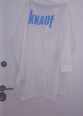 Beyaz Midi Düğmeli Beyaz Önlük - Görsel 8