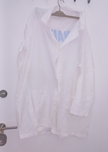 Beyaz Midi Düğmeli Beyaz Önlük - Görsel 7