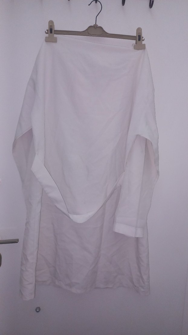 Beyaz Midi Düğmeli Beyaz Önlük - Görsel 2