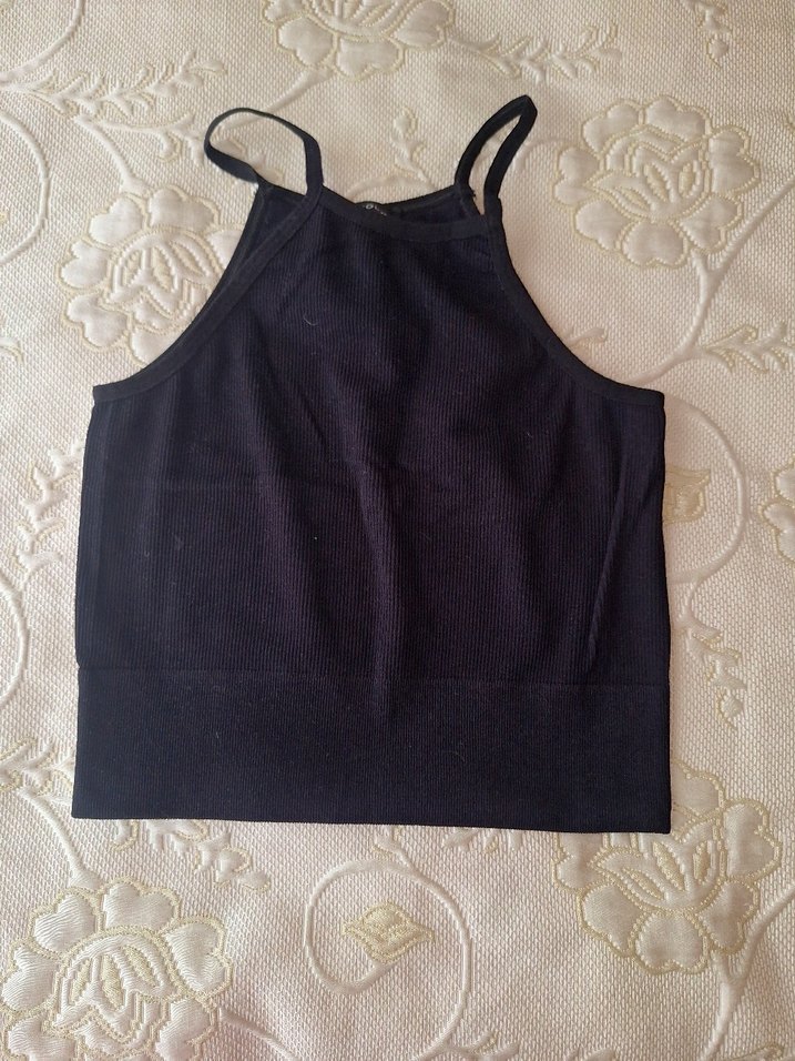 Siyah Kolsuz Mini Yüksek Yakalı Kadın Atlet - Görsel 4