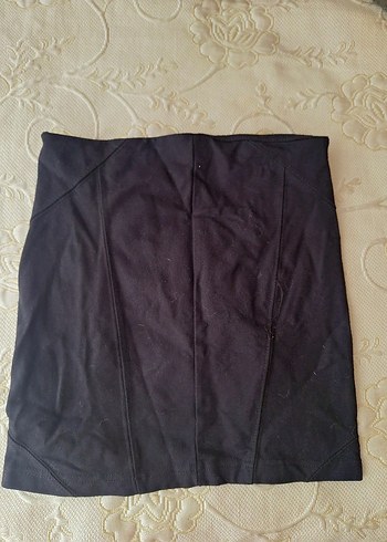 Fermuarlı Siyah Mini Etek - Görsel 2