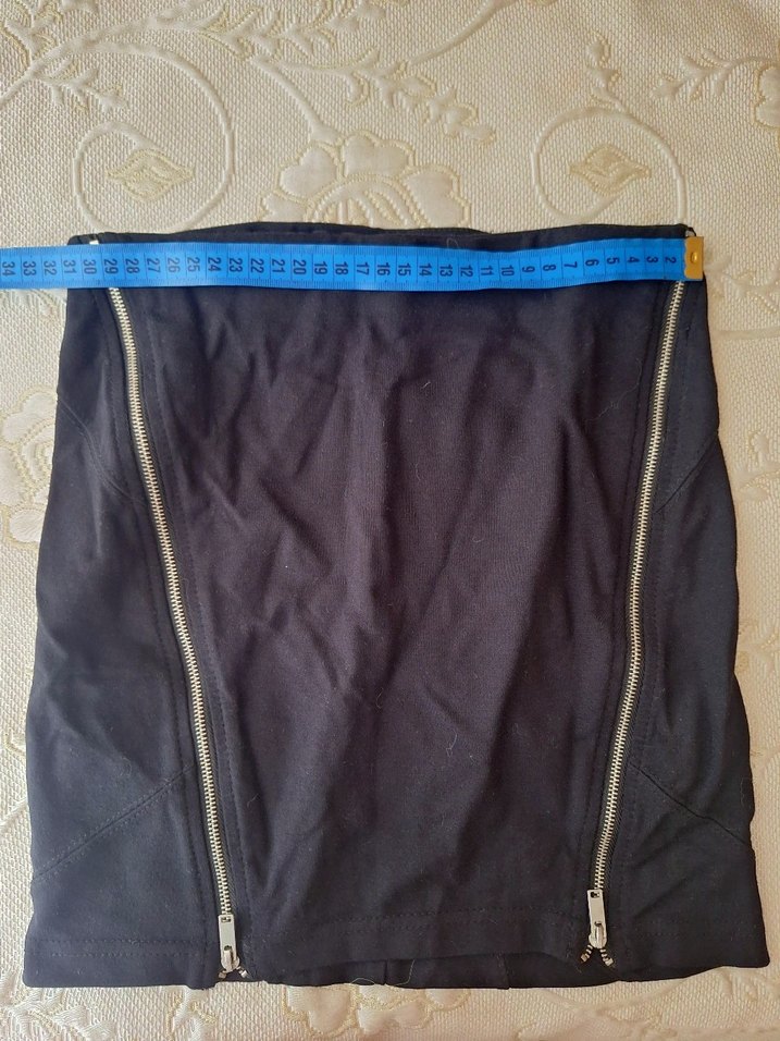 Fermuarlı Siyah Mini Etek - Görsel 4