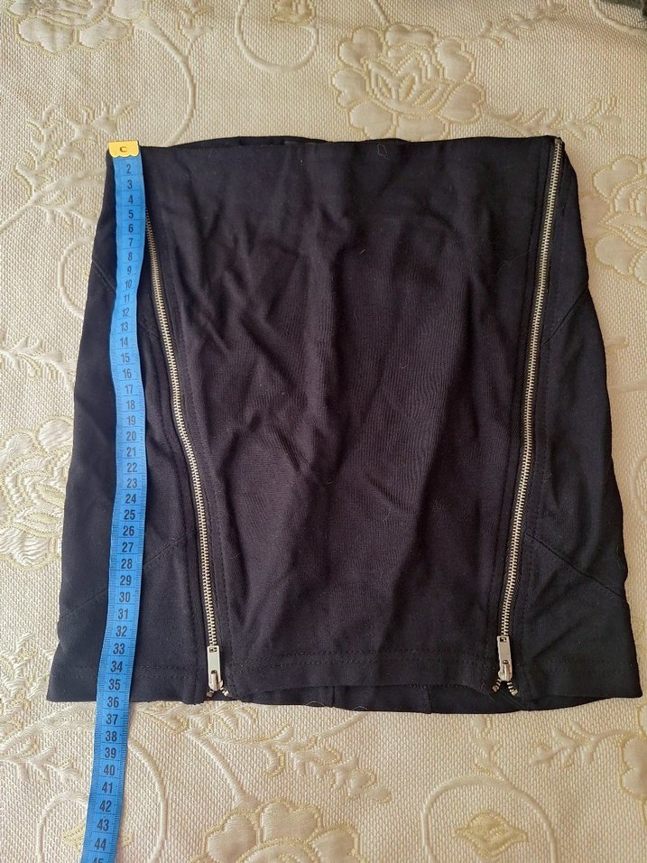 Fermuarlı Siyah Mini Etek - Görsel 5