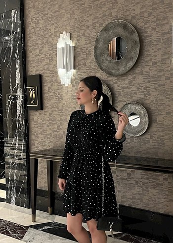 Trendyol & Milla Siyah Puantiyeli Mini Elbise