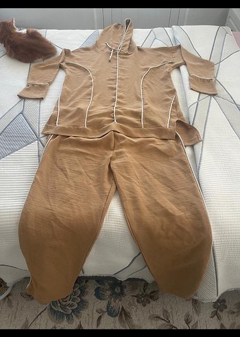 Diğer Kadın Kahverengi Rahat Keten Eşofman Takımı
