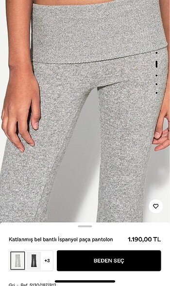 s Beden gri Renk Bershka gri bel bantlı İspanyol paça pantolon