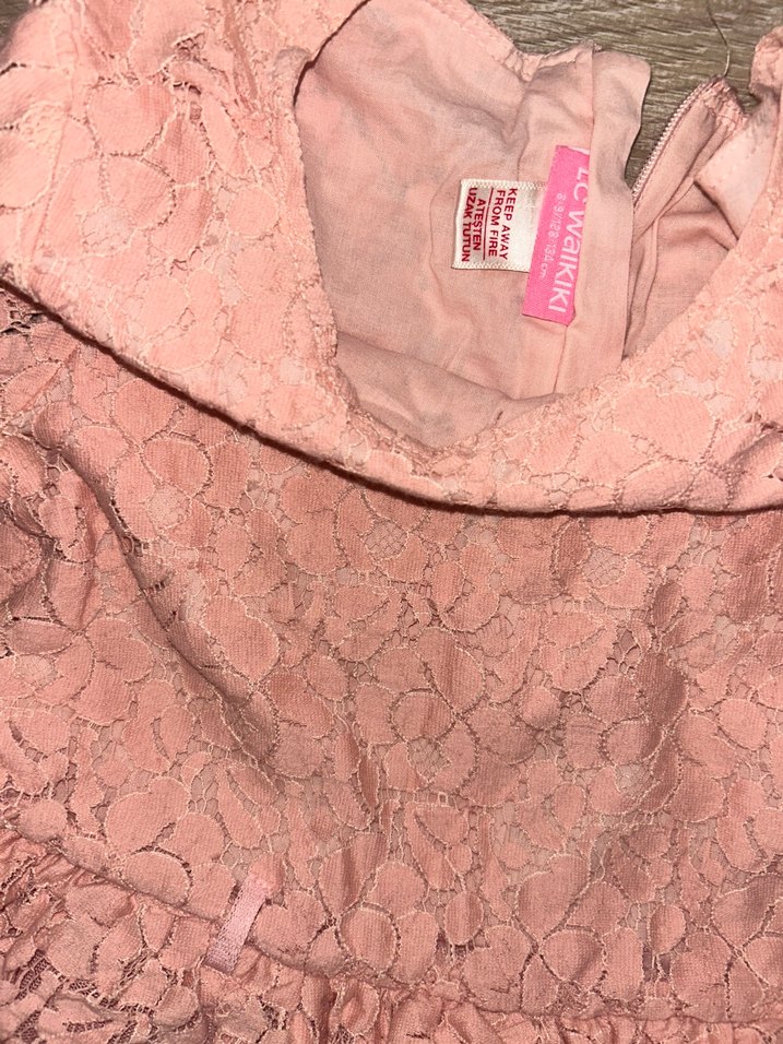 LCW Dantel Detaylı Pembe Kız Çocuk Elbise - Görsel 5