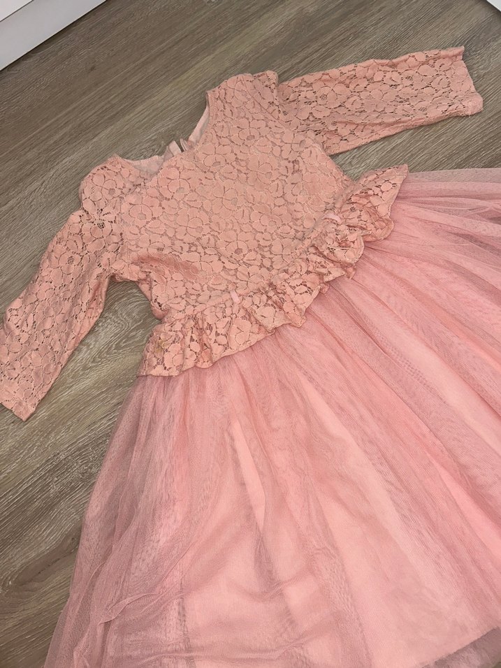 LCW Dantel Detaylı Pembe Kız Çocuk Elbise - Görsel 3