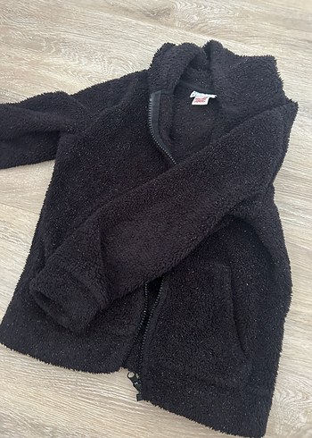 LCW Kız Çocuk Siyah Kürk Detaylı Mont - Görsel 3