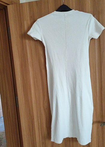 m Beden beyaz Renk Beyaz Kısa Kollu kadın Midi Elbise