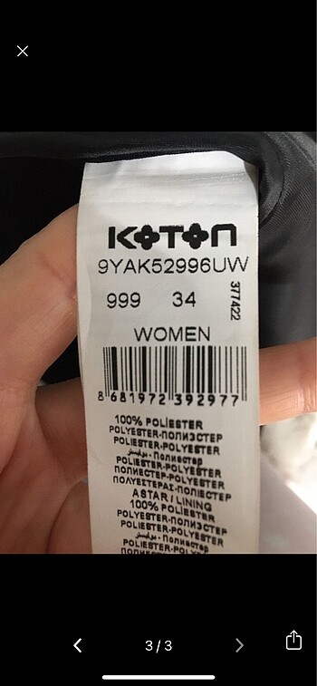 34 Beden Koton kolları büzgülü ceket