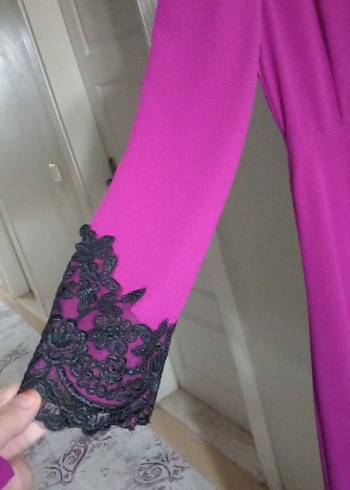 Uzun Kollu Mor Gotik Uzun Elbise - Görsel 2