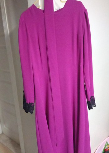 Uzun Kollu Mor Gotik Uzun Elbise - Görsel 5