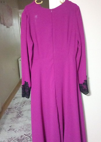 Uzun Kollu Mor Gotik Uzun Elbise - Görsel 3