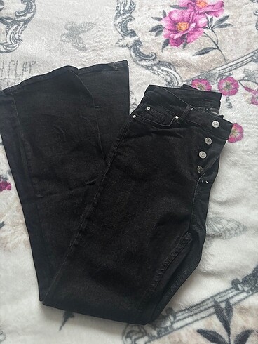 İspanyol paça siyah flare jean