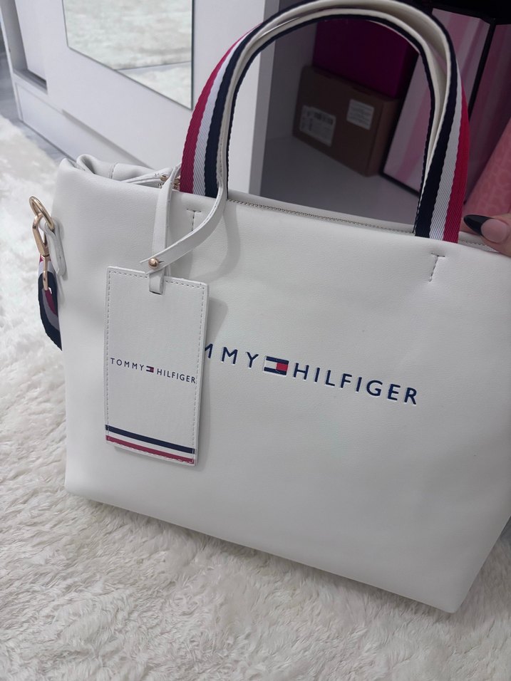 Beyaz TOMMY HILFIGER ithal uni bagg - Görsel 5