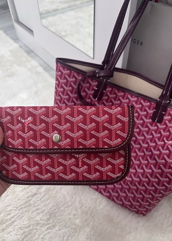 İthal GOYARD orta boy bordo çanta - Görsel 3