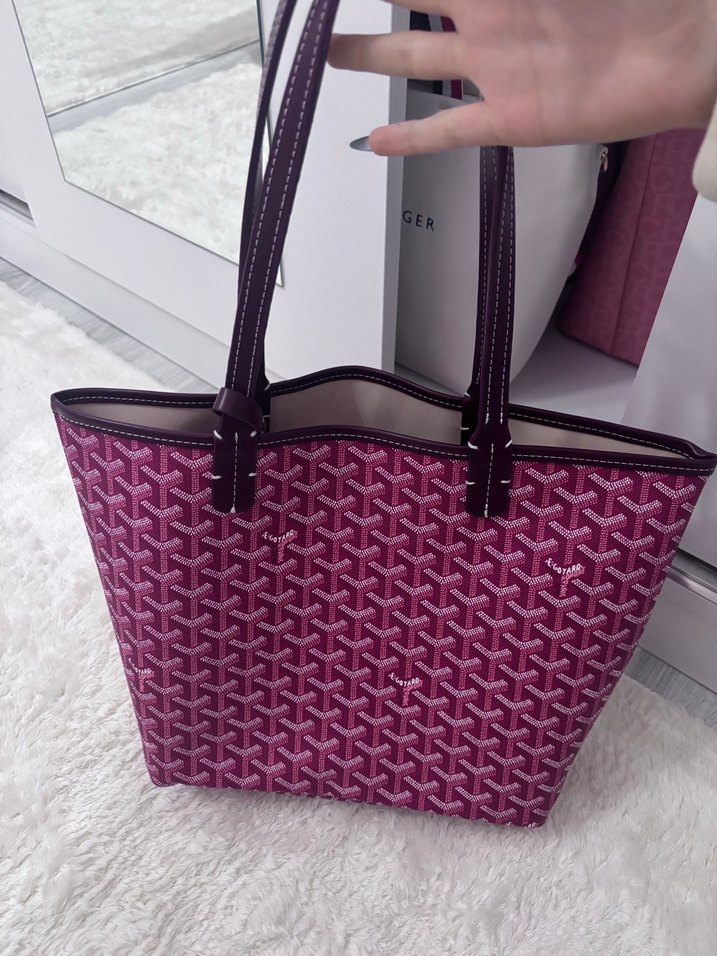 İthal GOYARD orta boy bordo çanta - Görsel 2