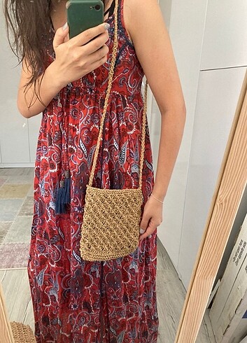 Zara Lale Örgü Çanta