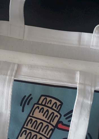 Beyaz Baskılı Kadın Omuz Çantası 40x34 cm - Görsel 3