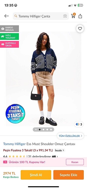  Beden Tommy Hilfiger Çanta