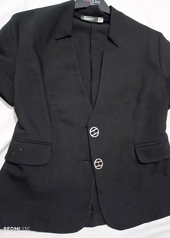 Siyah Mini Kısa Kollu Düğmeli Blazer - Görsel 4