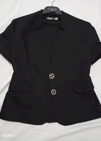 Siyah Mini Kısa Kollu Düğmeli Blazer - Görsel 3