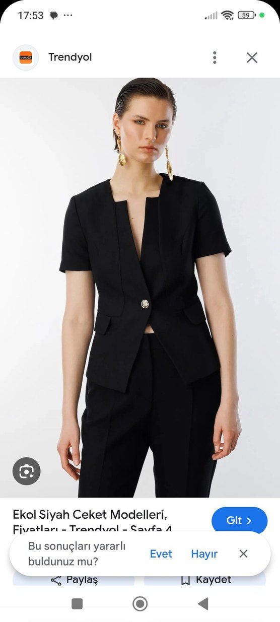 Siyah Mini Kısa Kollu Düğmeli Blazer - Görsel 5