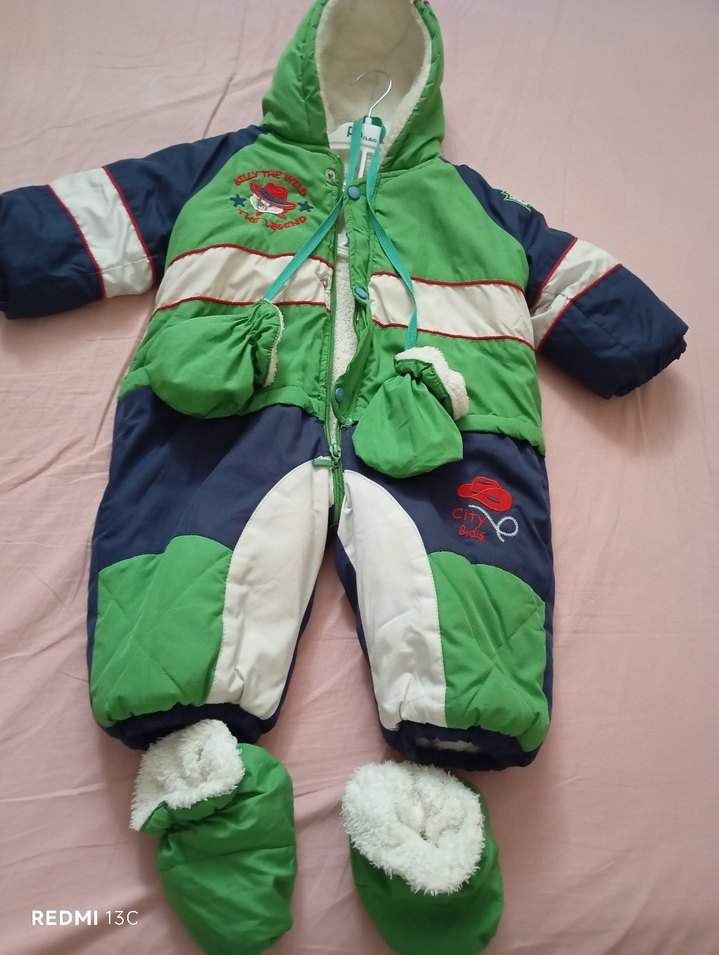 Yeşil Fermuarlı Bebek Erkek Kış Tulumu - Görsel 4