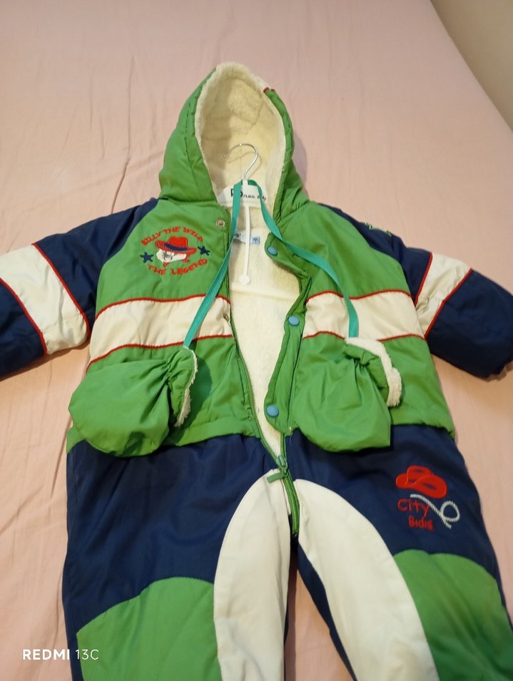 Yeşil Fermuarlı Bebek Erkek Kış Tulumu - Görsel 2