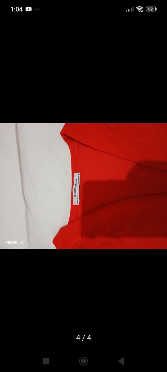 Zara markalı 
Kırmızı V Yaka Kolsuz Bluz - Görsel 4
