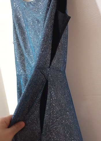 Parlak Mavi Uzun Abiye Elbise - Görsel 5