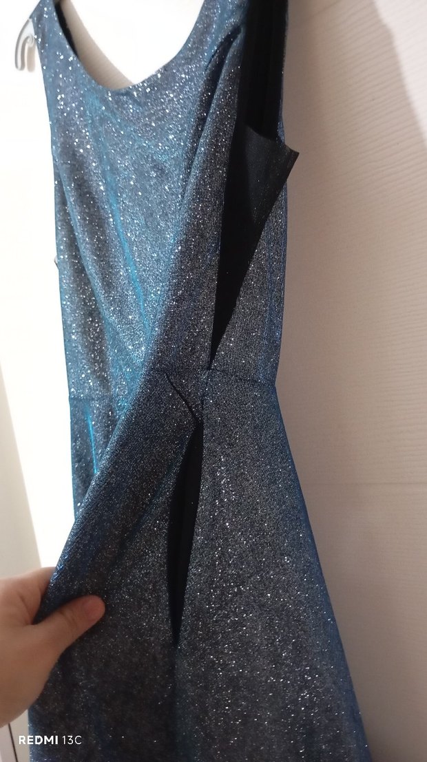 Parlak Mavi Uzun Abiye Elbise - Görsel 5