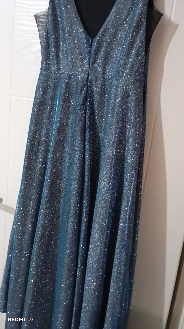 Parlak Mavi Uzun Abiye Elbise - Görsel 4